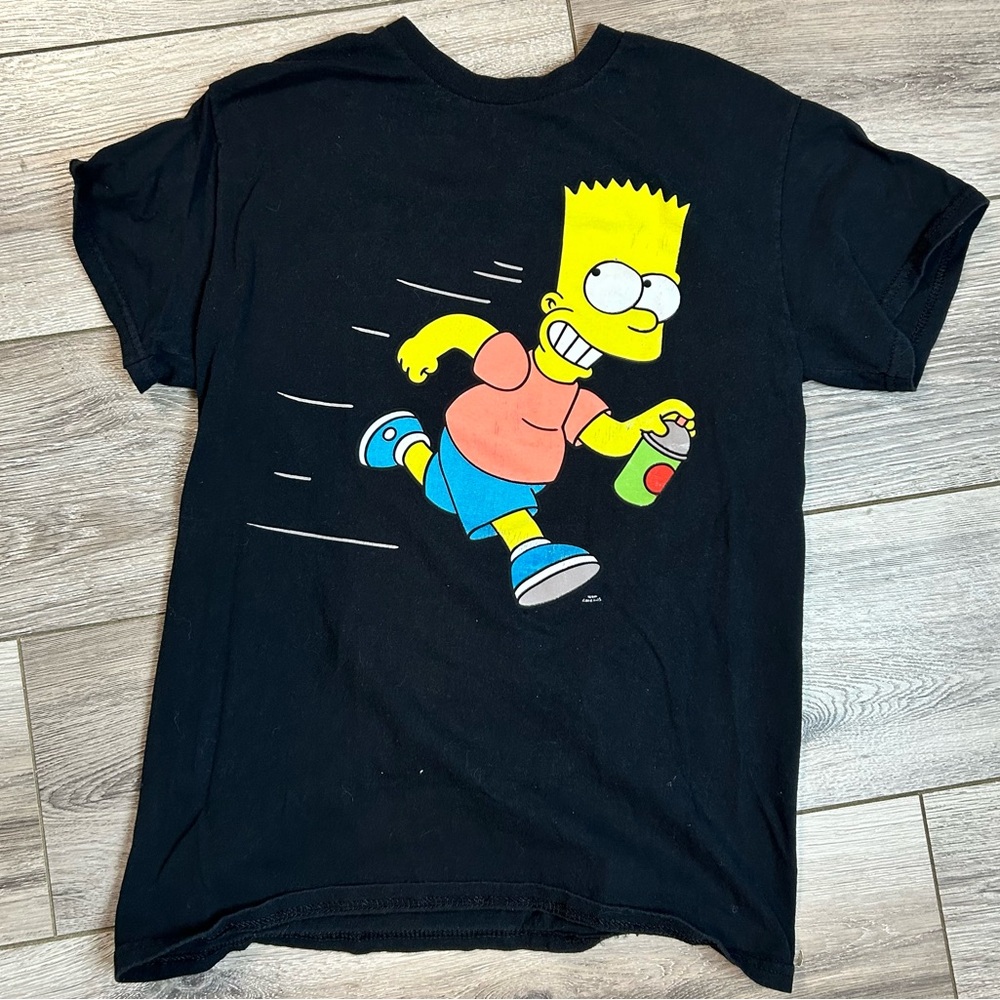 Unisex Bart Simpson spray painting 2 sided T-shirt Sz Small 100% cotton graffiti